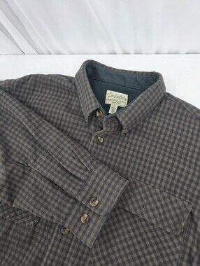Cabela's Fleece Lined Flannel Shacket Large Green Check Long Sleeve Button Up